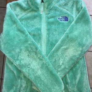 mint green the north face jacket size girls 7/8